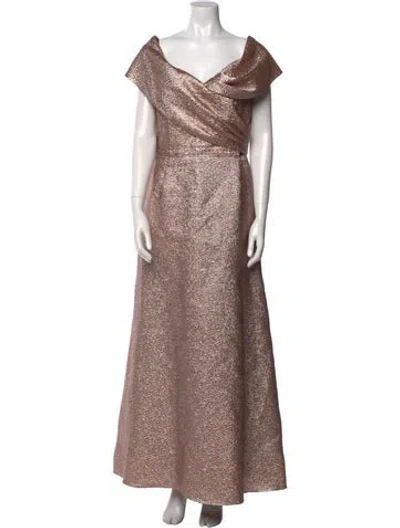 Pre-owned Teri Jon V-neck Long Dress