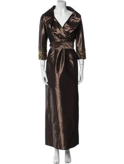 Pre-owned Teri Jon V-neck Long Dress