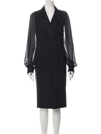 Pre-owned Teri Jon V-neck Long Dress In Black