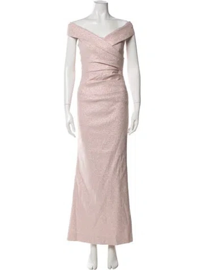 Pre-owned Teri Jon V-neck Long Dress In Pink