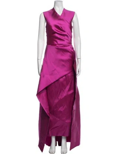 Pre-owned Teri Jon V-neck Long Dress In Pink