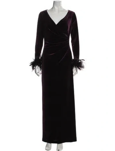 Pre-owned Teri Jon V-neck Long Dress In Purple