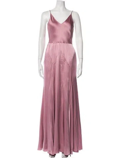 Pre-owned Teri Jon V-neck Long Dress In Purple