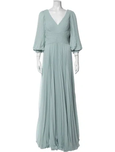 Pre-owned Teri Jon V-neck Long Dress W/ Tags In Blue