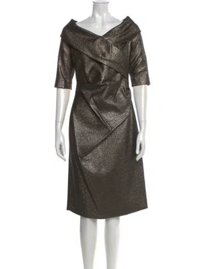 Pre-owned Teri Jon V-neck Midi Length Dress