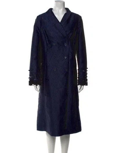 Pre-owned Teri Jon V-neck Midi Length Dress In Blue