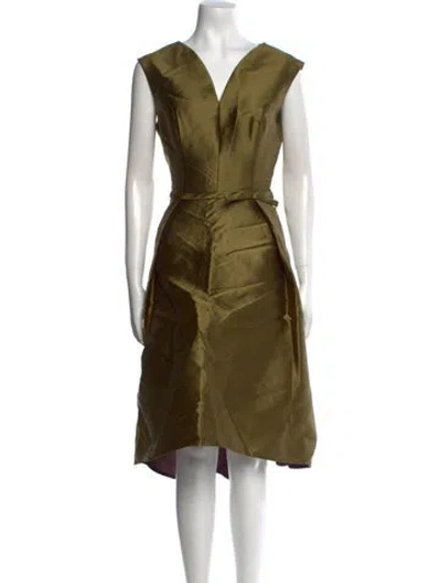 Pre-owned Teri Jon V-neck Midi Length Dress W/ Tags In Green