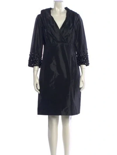 Pre-owned Teri Jon V-neck Mini Dress In Blue