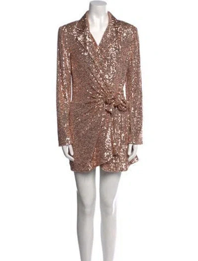 Pre-owned Teri Jon V-neck Mini Dress In Multi