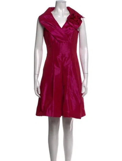 Pre-owned Teri Jon V-neck Mini Dress In Pink