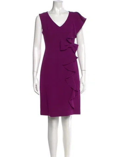 Pre-owned Teri Jon V-neck Mini Dress In Purple