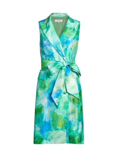 Teri Jon Women's Abstract Leaf Jacquard Cocktail Dress In Green