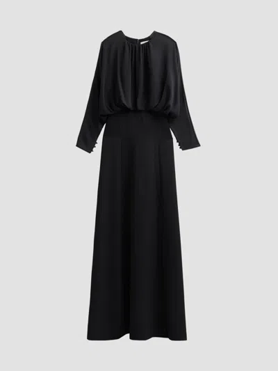 Teri Jon Women's Blouson Crepe Maxi Dress In Black