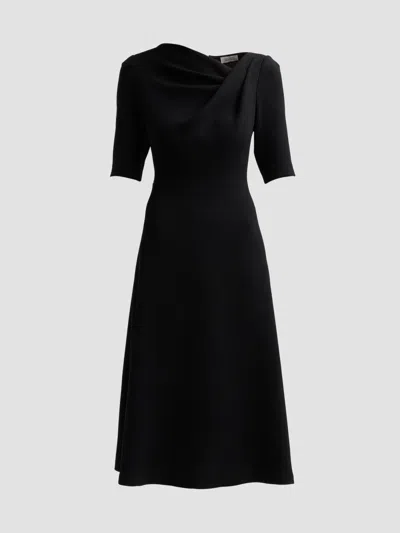 Teri Jon By Rickie Freeman Crepe Asymmetrical Dress In Black