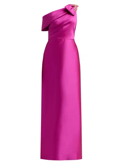 Teri Jon Women's Embellished One-shoulder Mikado Gown In Pink