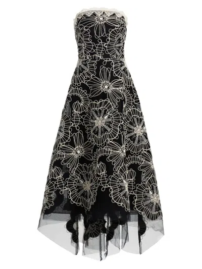 Teri Jon Women's Embroidered High-low Tea-length Dress In Multi