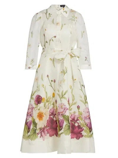Teri Jon Women's Floral Button-front Cocktail Dress In White