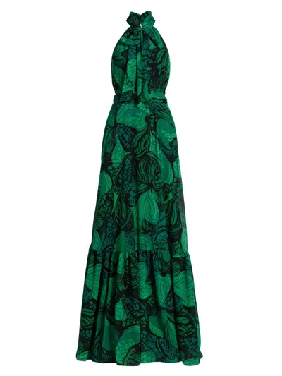 Teri Jon Women's Floral Chiffon Halter Fit & Flare Gown In Multi