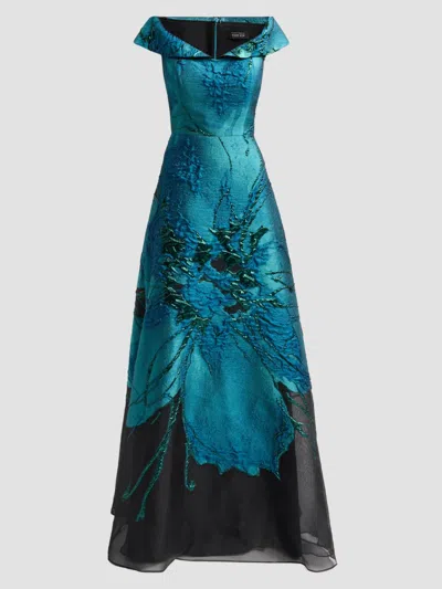 Teri Jon Women's Floral Jacquard Organza A-line Gown In Multi
