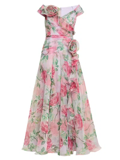 Teri Jon Women's Floral Organza Tulle A-line Gown In Multi
