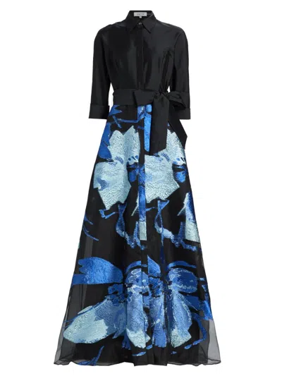 Teri Jon Women's Floral Taffeta A-line Gown In Multi