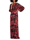 Teri Jon Women's Floral Twill Gown In Red