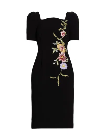 Teri Jon Women's Floral-embroidered Crepe Cocktail Dress In Multi