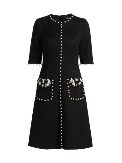 Teri Jon Women's Imitation Pearl-trimmed Bouclé Cocktail Dress In Multi