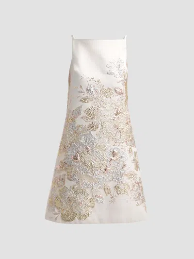 Teri Jon Women's Metallic Jacquard Cocktail Dress In Beige Multi
