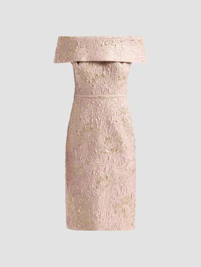 Teri Jon Women's Metallic Jacquard Off-the-shoulder Mini Dress In Pink