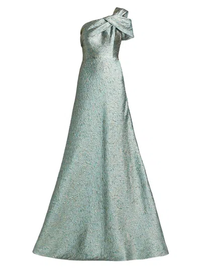 Teri Jon Women's Metallic Jacquard One-shoulder Gown