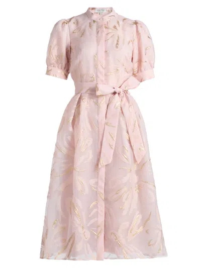 Teri Jon Women's Metallic Organza Midi-dress In Pink