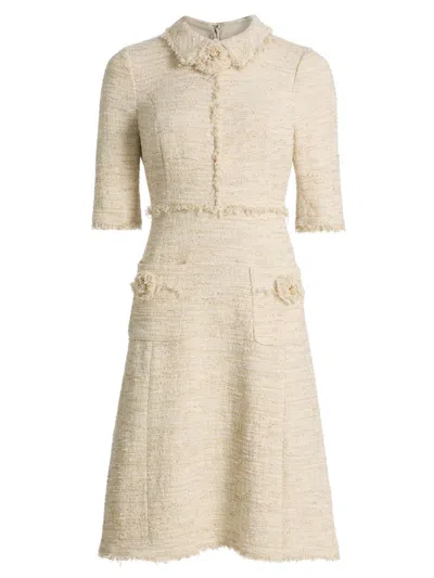 Teri Jon Women's Metallic Tweed Fray Knee-length Dress