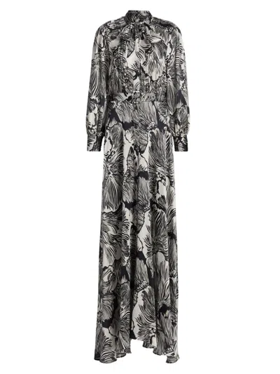 Teri Jon Women's Palm Leaf Tieneck Maxi Shirtdress In Multi