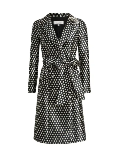 Teri Jon Mikado Polka Dot Shirt Dress In Black