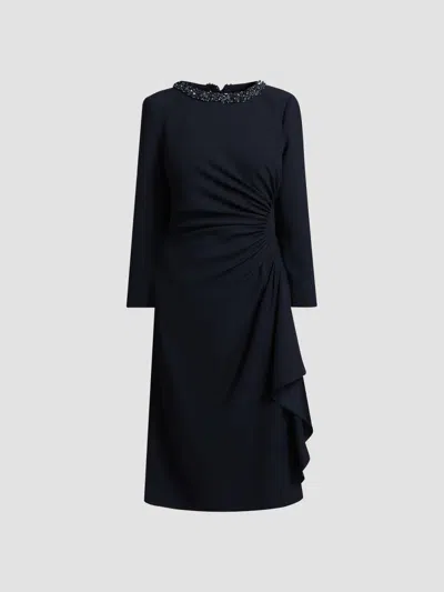 Teri Jon Women's Sequinned Crepe Sheath Knee-length Dress In Navy