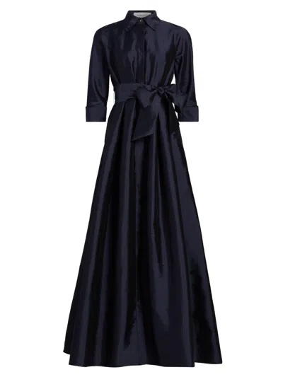 Teri Jon Women's Shirt Waist Tafetta Gown In Blue