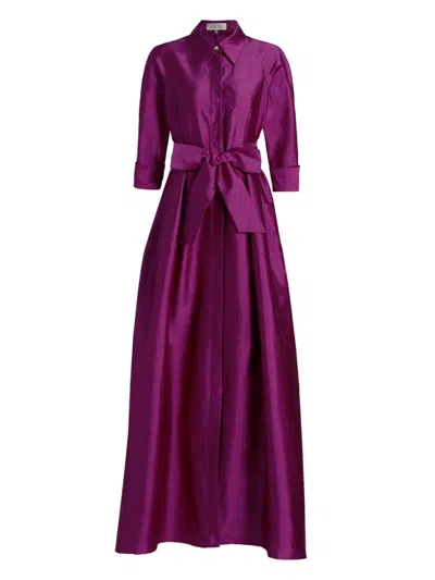 Teri Jon Women's Shirt Waist Tafetta Gown In Purple