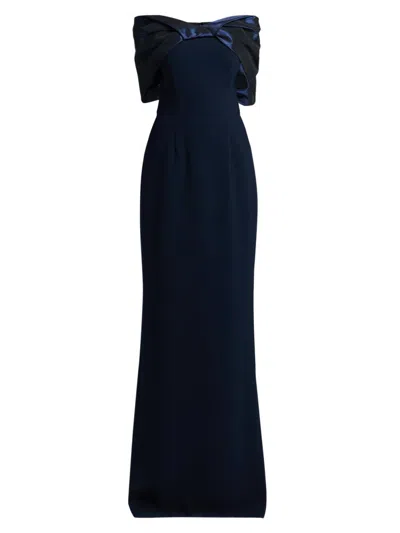 Teri Jon Women's Tafetta Off-the-shoulder Crepe Column Gown In Black