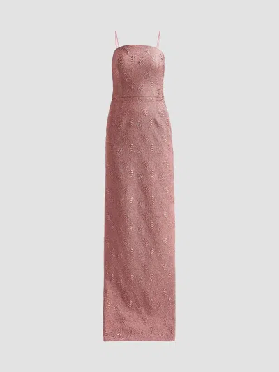 Teri Jon Women's Textured Metallic Jacquard Column Gown In Pink