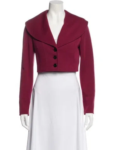 Pre-owned Teri Jon Wool Bolero In Burgundy