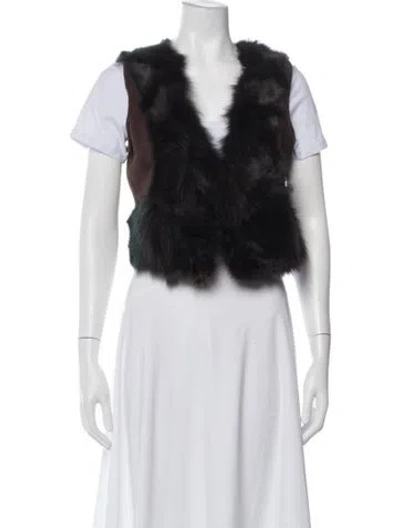 Pre-owned Teri Jon Wool Fur Jacket In Brown