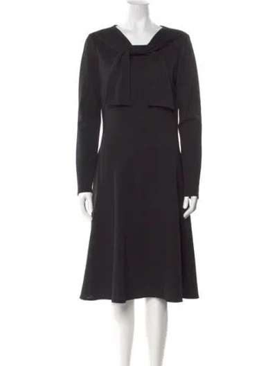 Pre-owned Teri Jon Wool Knee-length Dress In Black