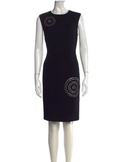 Pre-owned Teri Jon Wool Knee-length Dress In Black