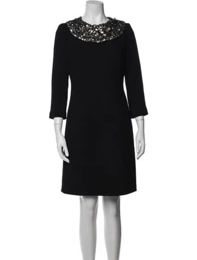 Pre-owned Teri Jon Wool Knee-length Dress In Black