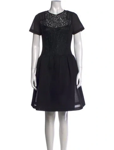 Pre-owned Teri Jon Wool Knee-length Dress In Black