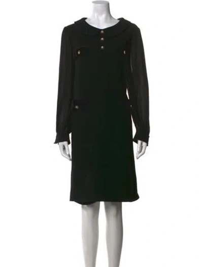 Pre-owned Teri Jon Wool Knee-length Dress In Black