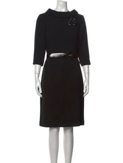 Pre-owned Teri Jon Wool Knee-length Dress In Black