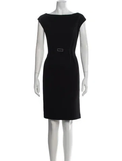 Pre-owned Teri Jon Wool Knee-length Dress In Black