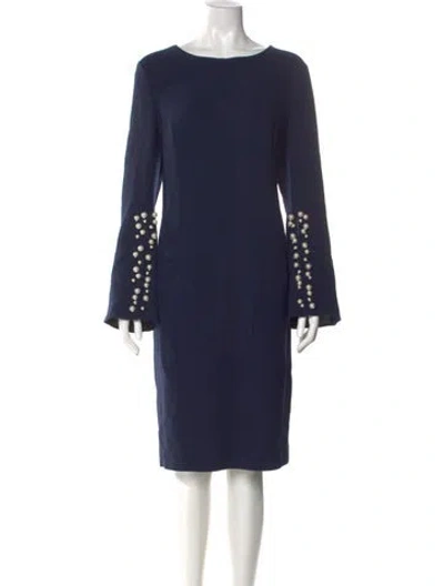 Pre-owned Teri Jon Wool Knee-length Dress In Blue